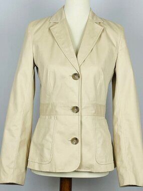 Vtg 2003 Banana Republic 3 Button Blazer Sz 2 Tan Preppy Old Money Corpcore